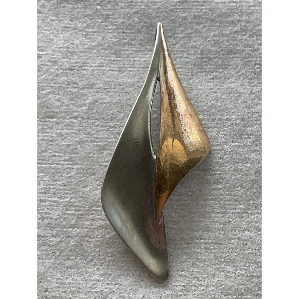 Vintage 925 Sterling Silver Two Tone Modernist Pendant Estate Jewelry